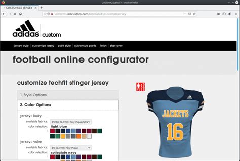 adidas uniform configurator